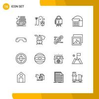 Set of 16 Vector Outlines on Grid for decline food shipping bread protection Editable Vector Design Elements