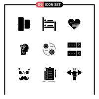 Pictogram Set of 9 Simple Solid Glyphs of setting setting american control diamond Editable Vector Design Elements