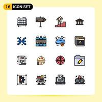 Mobile Interface Flat Color Filled Line Set of 16 Pictograms of horoscope building career finance courthouse Editable Creative Vector Design Elements