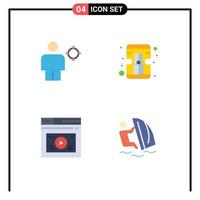 Set of 4 Vector Flat Icons on Grid for avatar page location sharpener website Editable Vector Design Elements