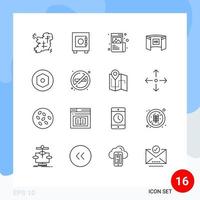 16 Universal Outlines Set for Web and Mobile Applications hd screen art display image Editable Vector Design Elements