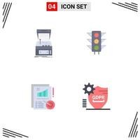 4 Universal Flat Icon Signs Symbols of arcade analytics machine sign report Editable Vector Design Elements