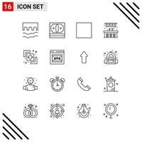 Group of 16 Modern Outlines Set for path divide money difference life Editable Vector Design Elements