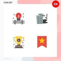 Set of 4 Modern UI Icons Symbols Signs for manometer cup water pollution success Editable Vector Design Elements