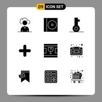 Set of 9 Modern UI Icons Symbols Signs for shapes delivery password broken plus Editable Vector Design Elements