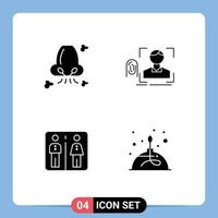 Universal Icon Symbols Group of 4 Modern Solid Glyphs of air scanning nose fingerprint elevator Editable Vector Design Elements