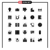 25 Thematic Vector Solid Glyphs and Editable Symbols of exercise dumbell finance property estate Editable Vector Design Elements