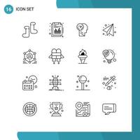 16 Universal Outlines Set for Web and Mobile Applications people user faster network education Editable Vector Design Elements