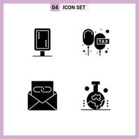 4 Thematic Vector Solid Glyphs and Editable Symbols of board communication banner board floating contact us Editable Vector Design Elements