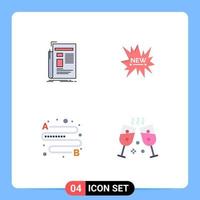 Modern Set of 4 Flat Icons and symbols such as gazette distance newsletter shopping place Editable Vector Design Elements