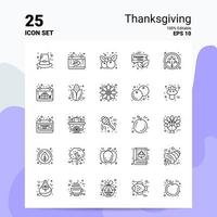 25 conjunto de iconos de acción de gracias 100 archivos eps 10 editables concepto de logotipo de empresa ideas diseño de icono de línea vector