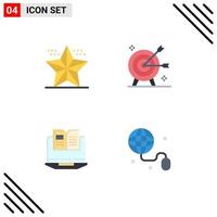 paquete de iconos planos de 4 símbolos universales de celebración objetivo flecha de vacaciones elementos de diseño vectorial editables por computadora vector