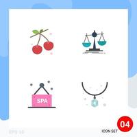 conjunto de pictogramas de 4 iconos planos simples de berry spa accesorios de pérdida de primavera elementos de diseño vectorial editables vector