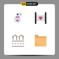 4 Thematic Vector Flat Icons and Editable Symbols of perfume estate aroma honeymoon housing Editable Vector Design Elements