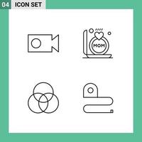 4 Universal Line Signs Symbols of cam intersection ring mother measuring Editable Vector Design Elements