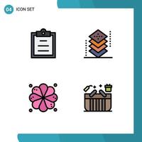 Universal Icon Symbols Group of 4 Modern Filledline Flat Colors of clipboard spa coding layers basket Editable Vector Design Elements