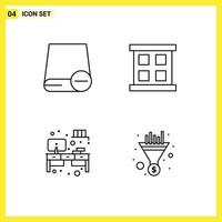 Line Pack of 4 Universal Symbols of computers cabinet gadget window tv Editable Vector Design Elements