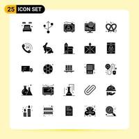 25 Universal Solid Glyphs Set for Web and Mobile Applications pretzel coins advertisement payment investment Editable Vector Design Elements