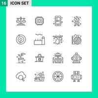 16 User Interface Outline Pack of modern Signs and Symbols of boiler system education solar fire Editable Vector Design Elements