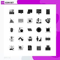 Modern Set of 25 Solid Glyphs Pictograph of calculator error conversation development browser Editable Vector Design Elements