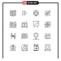 16 Creative Icons Modern Signs and Symbols of history finance video duty cash Editable Vector Design Elements