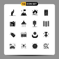 Solid Glyph Pack of 16 Universal Symbols of gdpr unlock discount mobile application application Editable Vector Design Elements