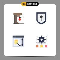 Modern Set of 4 Flat Icons and symbols such as punching ball web play design configure Editable Vector Design Elements