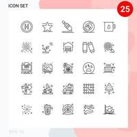 25 User Interface Line Pack of modern Signs and Symbols of pot baby pin song note Editable Vector Design Elements