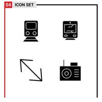 Set of 4 Modern UI Icons Symbols Signs for rail arrow transportation transport scale Editable Vector Design Elements