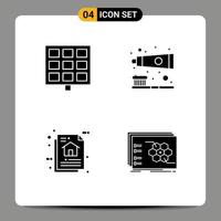 Modern Set of 4 Solid Glyphs and symbols such as panel data architecture brush teeth care program algorithm Editable Vector Design Elements