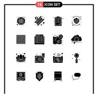 16 Universal Solid Glyphs Set for Web and Mobile Applications floor solution clipboard shield safety Editable Vector Design Elements