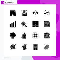 Modern Set of 16 Solid Glyphs Pictograph of interface right painting intersection arrows Editable Vector Design Elements