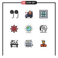 Set of 9 Modern UI Icons Symbols Signs for kids network amaryllis student nature Editable Vector Design Elements