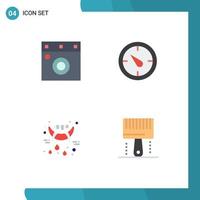 Pictogram Set of 4 Simple Flat Icons of furniture vampire stopwatch halloween design Editable Vector Design Elements