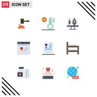 9 User Interface Flat Color Pack of modern Signs and Symbols of web internet climate computer editing Editable Vector Design Elements