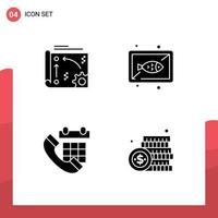 Universal Icon Symbols Group of 4 Modern Solid Glyphs of app cook technology seafood calendar Editable Vector Design Elements