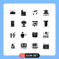 Modern Set of 16 Solid Glyphs Pictograph of phone plumbing monastery plumber house Editable Vector Design Elements