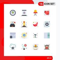 16 Thematic Vector Flat Colors and Editable Symbols of business observatory diode building heart Editable Pack of Creative Vector Design Elements