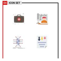 Pack of 4 Modern Flat Icons Signs and Symbols for Web Print Media such as bag infrastructure architecture engineer smart Editable Vector Design Elements