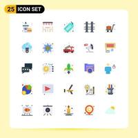 Set of 25 Modern UI Icons Symbols Signs for luggage road web river bridge Editable Vector Design Elements