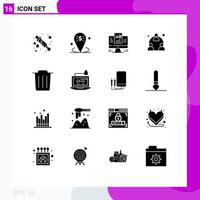 Stock Vector Icon Pack of 16 Line Signs and Symbols for delete mlm report marketing data Editable Vector Design Elements