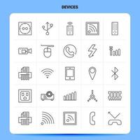 OutLine 25 Devices Icon set Vector Line Style Design Black Icons Set Linear pictogram pack Web and Mobile Business ideas design Vector Illustration