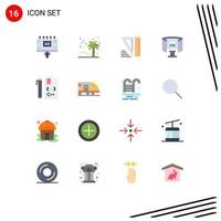 16 User Interface Flat Color Pack of modern Signs and Symbols of code technology coconut science future Editable Pack of Creative Vector Design Elements