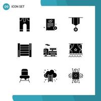 Modern Set of 9 Solid Glyphs Pictograph of quad tools badge ladder star Editable Vector Design Elements