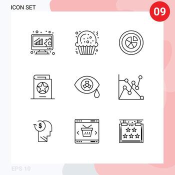 Mobile Interface Outline Set of 9 Pictograms of mutation spells chart halloween book Editable Vector Design Elements