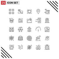 25 User Interface Line Pack of modern Signs and Symbols of tablet pin security navigation location Editable Vector Design Elements