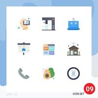 Modern Set of 9 Flat Colors Pictograph of marketing business food platform marketing Editable Vector Design Elements