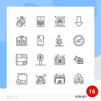 Outline Pack of 16 Universal Symbols of book direction environment down arrow arrow Editable Vector Design Elements