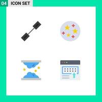 Mobile Interface Flat Icon Set of 4 Pictograms of chain lipid linked stars skin care Editable Vector Design Elements