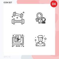 4 Universal Line Signs Symbols of activities news lifting location paper Editable Vector Design Elements